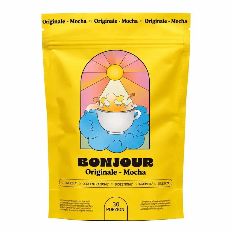 Bonjour Drink Originale Moka: orzo tostato e cacao, 35 mg di caffeina
