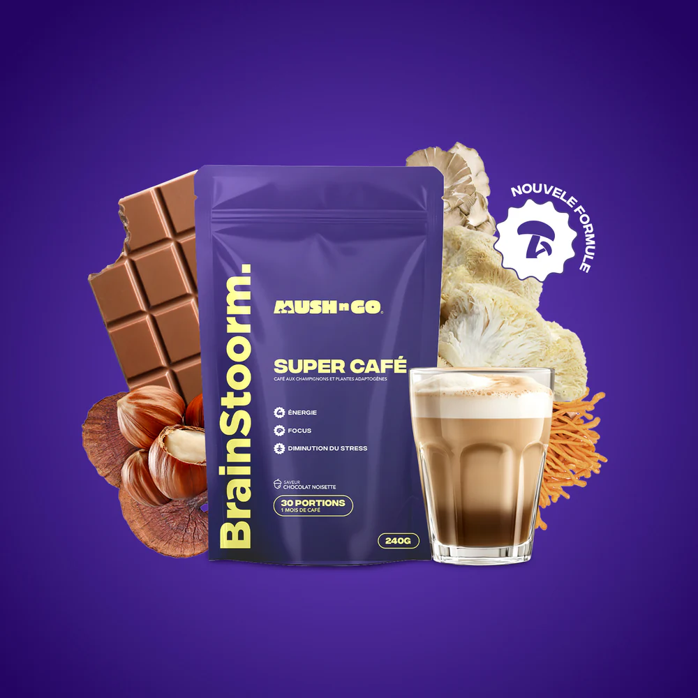 Brainstoorm di Mush N Go: 6 225 mg di attivi dichiarati su base di cacao